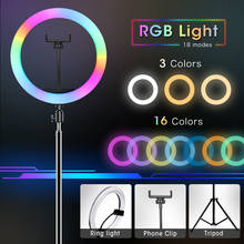 Rgb anel de luz com tripé telefone clipe selfie colorido fotografia iluminação para vlogging youtube vídeo curto ao vivo photo studio 2024 - compre barato