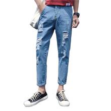 Pantalones vaqueros a la moda para hombre, Jeans informales de Hip-Hop, ajustadas coreanas con agujeros rasgados, ropa juvenil para adolescentes, Vaqueros tipo lápiz, 2021 2024 - compra barato