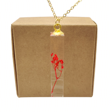 Red Babysbreath Real Flower Transparent Cube Resin Gold Color Pendant Chain Long Necklace Women Boho Fashion Jewelry Bohemian 2024 - buy cheap