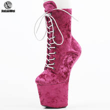 8 inch Faux Fur Lace Up Heelless Platform Ankle pole dance shoes fashion boots 2024 - buy cheap