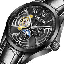 WAKNOER Relógio Mecânico Relógio dos homens de Negócios de Couro Dos Homens Do Esporte À Prova D' Água Relógio Masculino Relógio Automático Auto Data Relógios De Luxo 2024 - compre barato