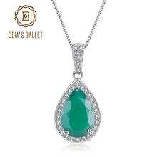 GEM'S BALLET Water Drop Natural Green Agate Gemstone 925 Sterling Silver Vintage Pendant Necklace for Women Party Fine Jewelry 2024 - buy cheap