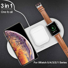 Cargador inalámbrico rápido Airpower Qi 3 en 1, soporte Qi para Apple Watch 5, 4, 3, 2 y 1, cargador rápido para teléfonos móviles 2024 - compra barato