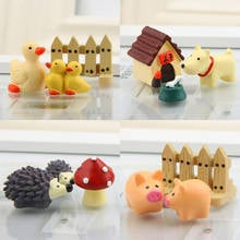 Mini Family Fairy Garden Dollhouse Kids Toys Duck Pig Puppy Hedgehog Micro Potted Landscape Accessories Ornaments Figurine Decor 2024 - buy cheap