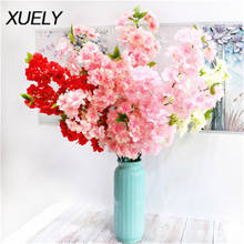 105cm Fake Cherry Blossom Flower Branch Begonia Sakura Tree Stem for Event DIY Wedding Tree Decor Artificial Decorative Flowers 2024 - buy cheap