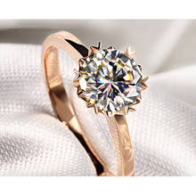 Anillo de oro rosa de 18K, estilo copo de nieve, 1Ct, 2CT, 3CT, joyería de moissanita de corte redondo de lujo, anillo de aniversario de compromiso de boda 2024 - compra barato