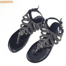 ASHIOFU-Sandalias hechas a mano para mujer, chanclas planas para la playa, escuela, fiesta, graduación, zapatos de moda de verano 2024 - compra barato