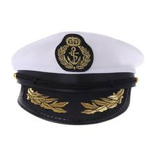 Branco adulto barco iate capitão marinha boné traje festa cosplay vestido marinheiro chapéu l4me 2024 - compre barato