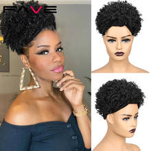 FAVE Afro Curly Half Headband Scarf Synthetic Wig Afro Ponytail Turban Head Red Green Puff Headband Up-do Wrap-wig For Women 2024 - buy cheap
