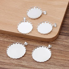 50 Pcs Silver Color Pendant Base Cabochon Base Round Copper Tray DIY Jewelry Making Accessories 2024 - buy cheap