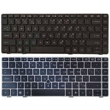 Teclado de laptop dos eua, para hp 8470b 8470p 8470 8460p 8460 8460w 6460 6460b 6470, moldura prata/preta com bastão 2024 - compre barato