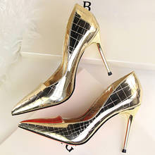 Zapatos de tacón alto de 2021 cm para mujer, calzado fetiche con purpurina, stilettos, para boda, San Valentín, graduación, 9,5 2024 - compra barato