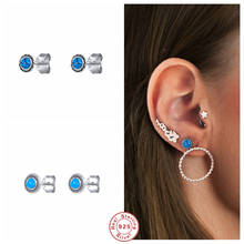 Aide 925 Sterling Silver Round Blue Turquoise Stud Earrings For Women Tiny Retro Ear Studs Piercing Ohrringe Luxury Fine Jewelry 2024 - buy cheap