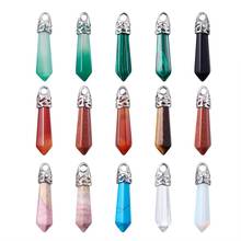 20pcs Bullet Shape Stone Pendants Charm Mixed Color for Jewelry Making DIY Necklace Handmade Supplies 33~36x9~10mm 2024 - buy cheap