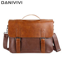 Bolso de mensajero Vintage para hombre, maletín de cuero, bolso de mano de hombro para ordenador portátil, bolso cruzado informal para documentos A4 2024 - compra barato