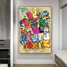 Arte de parede para sala de estar, cartaz de tela grafite, pop, arte, decoração 2024 - compre barato