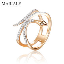 MAIKALE Luxury Snake Rings AAA Zirconia Cobra Finger Ring Gold Silver Color Big Rings for Women Accessories Party Jewelry Gifts 2024 - buy cheap