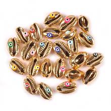 10Pcs Golden Plated Conch Shells Beads Beach Decor Evil Eyes Seashell For DIY Scrapbook Craft Making Jewelry Bracelet Home Decor 2024 - buy cheap