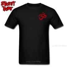Camiseta masculina de caligrafia om, camiseta de algodão para homens, preto e vermelho, presente de aniversário do pai, camiseta simples e personalizada, roupa muay thai 2024 - compre barato