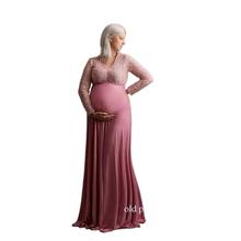 Vestido largo de maternidad para sesión de fotos de mujeres embarazadas, maxivestido de maternidad sin hombros, utillaje para fotografía, XL 2024 - compra barato