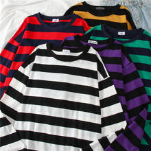 5 colors Women Cotton Purple Striped Tops Slim Fit t shirt Harajuku Tshirt Summer Long Sleeve Korean Feminina oversized t shirt 2024 - buy cheap