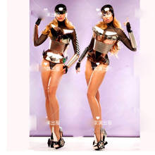 Futuro tecnologia armadura mulher boate passarela ouro bar gogo traje festa gilr interativo ds traje 2024 - compre barato