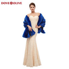 Royal Blue Women Fur Shawls 2022 New Wedding Wraps For Formal Dresses Married Outerwear Cloak Bridal Capes Autumn Winter Boleros 2024 - buy cheap