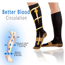 1 Pair Unisex Copper Compression Socks Women Men Anti Fatigue Pain Relief Knee High Stockings 15-20 mmHg Graduated, YS1004 2024 - buy cheap
