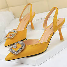Bigtree sapatos femininos de salto alto, com strass de metal, sapatos de casamento, sexy, sapatos de festa para mulheres, de camurça, plus size 43 2024 - compre barato