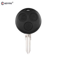 Keyyou-capa de proteção para chave remota, 10x, 3 botões, para mercedes benz smart fortwo cas, sem corte, lâmina em branco, invólucro para chave de carro 2024 - compre barato