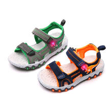 Sandália de couro infantil antiderrapante, calçado casual, para bebês, meninos, com luz de led e dinossauro, para praia, meninas, 2020 2024 - compre barato