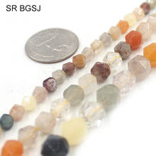 Free Shipping 6mm 8mm 10mm Faceted Round Polygonal  Gems Genuine Natural Stone Mixed Rutilated Quartz Beads Strand 15" 2024 - compre barato