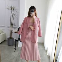 4XL Large size women's spring and autumn new Korean version of the Western style Blazers jacket sling pleated dress two-piece 2024 - buy cheap