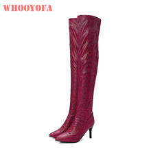 Nueva marca de moda negro rojo de las mujeres hasta la rodilla botas de tacón alto dama zapatos de baile zapatos WA223 además de gran tamaño pequeño 10 30 43 48 2024 - compra barato