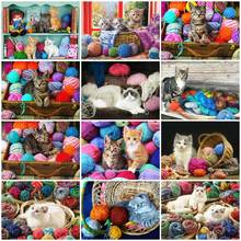 AZQSD 5D DIY Diamond Painting Cat Handmade Gift Diamond Embroidery Animals Mosaic Full Kits Needlework Home Decoration 2024 - buy cheap