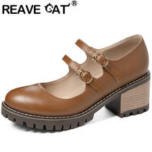 REAVE CAT New 2021 Women Pumps Round Toe 6cm Block Heels Buckle Mary Jane Classic Concise Soft Big Size 31-43 Casual A3758 2024 - buy cheap