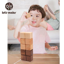 let‘s make Children Wooden Square Building Construction Block Toys Baby Creative Cubic Wood Log Blocks Early Learning Maths Toy 2024 - buy cheap