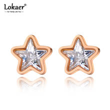 Lokaer-pendientes brillantes de titanio y acero inoxidable para mujer, aretes de circonia cúbica, piedra, estrella, boda, joyería E20095 2024 - compra barato