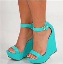 Dipsloot-Sandalias de plataforma de cuña con hebilla para niñas, zapatos informales de tacón superalto con punta abierta, en azul, Nude, negro, marrón y rojo 2024 - compra barato