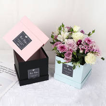Caja cuadrada de cartón con tapa para flores, Cajas de Regalo de lujo, ramo de rosas, caja sorpresa, floristería, bricolaje, decoración de boda 2024 - compra barato