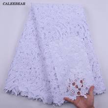 Pure White Nigerian Embroidery Guipure Cord Lace Fabric 2021 High Quality Lace Stone African Lace Fabric For Wedding Party S2181 2024 - buy cheap