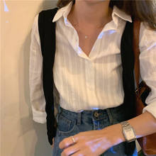 Blusa informal de manga larga para primavera y otoño, Camisa de algodón de talla grande para mujer, S-XL 2024 - compra barato