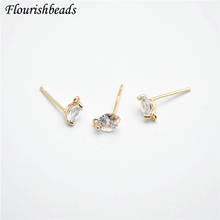 Big Rhinestone Metal Ear Stud Real Gold Plating Ear Wire DIY Earrings Fashion Jewelry Components 50pcs/ Lot 2024 - buy cheap