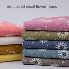 Bamboo Cotton Polyester Fabric Relief Floral Printed Flowers Thin Children Imitation Linen Brocade Diy for Sewing Dress 50*140cm 2024 - buy cheap