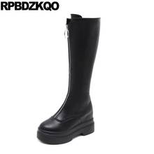 Botas plataforma altas e com zíper oculto, botas de inverno para mulheres, na altura do joelho, com forma plana, à prova d'água, 2021 2024 - compre barato