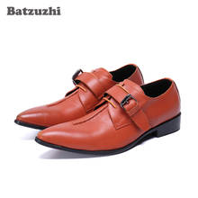 Batzuzhi Italian Style Handmade Men Shoes Pointed Toe Buckle Formal Leather Dress Shoes Formal Chaussures Hommes Business Shoes 2024 - buy cheap