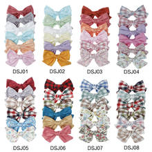 6 pcs/lot , 4.3" Hand Tied Fabric Bows Hair clips, Pinwheel Bow schoolgirl bow Clips, Baby Girls Hair accessories 2024 - buy cheap