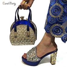 Venda quente de sapatos e bolsas femininas em estilo italiano, design nigeriano, conjunto com bolsa, cor azul real, para festa, 2020 2024 - compre barato