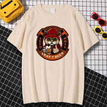 Ofício cerveja gato japão rua hip hop impressão t camisa dos homens S-XXXL respirável t camisa 2021 venda quente roupas soltas crewneck verão topos 2024 - compre barato