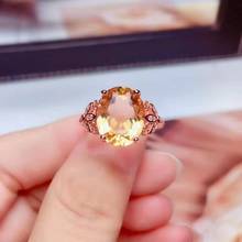 High-quality Yellow Crystal Gemstone CircularSimple Ring for Women Real 925 Sterling Silver Fine Fashion  Jewelry 2024 - buy cheap